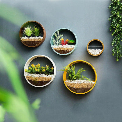 Round Iron Wall Vase Hanging Basket Flower Pot