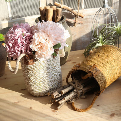 Rural Style Natural Straw Woven Flower Pots