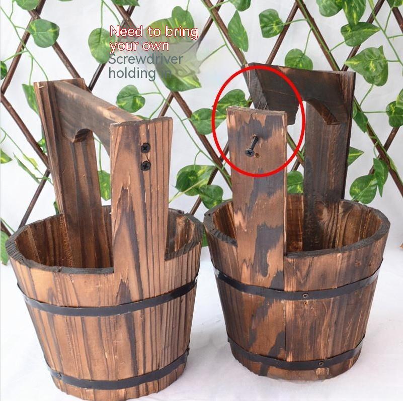 Carbonization Anti Corrosion Wooden Succulent Flower Pots