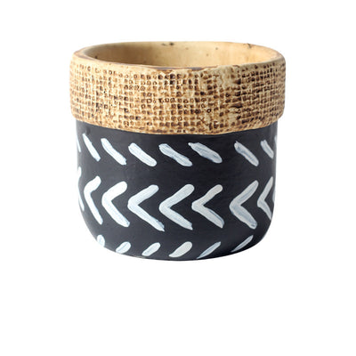 Indoor Planter Vintage Geometric Pattern Woven Basket