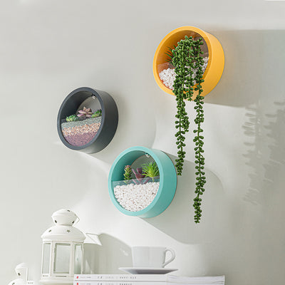 Round Iron Wall Vase Hanging Basket Flower Pot