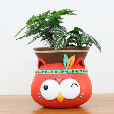Succulent Pots Cartoon Animal Shape Resin Indoor Flower Pots For Home Decor