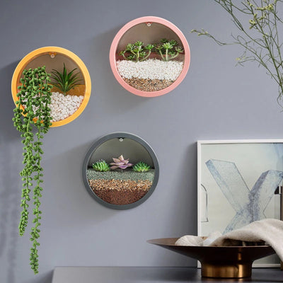 Round Iron Wall Vase Hanging Basket Flower Pot