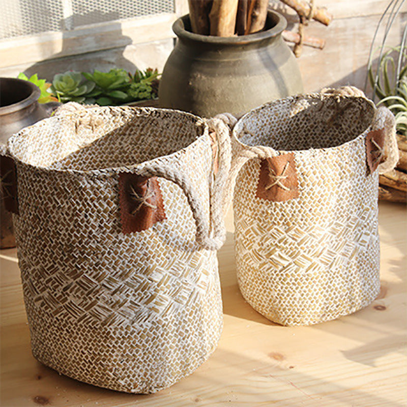 Rural Style Natural Straw Woven Flower Pots