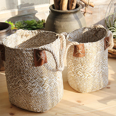 Rural Style Natural Straw Woven Flower Pots