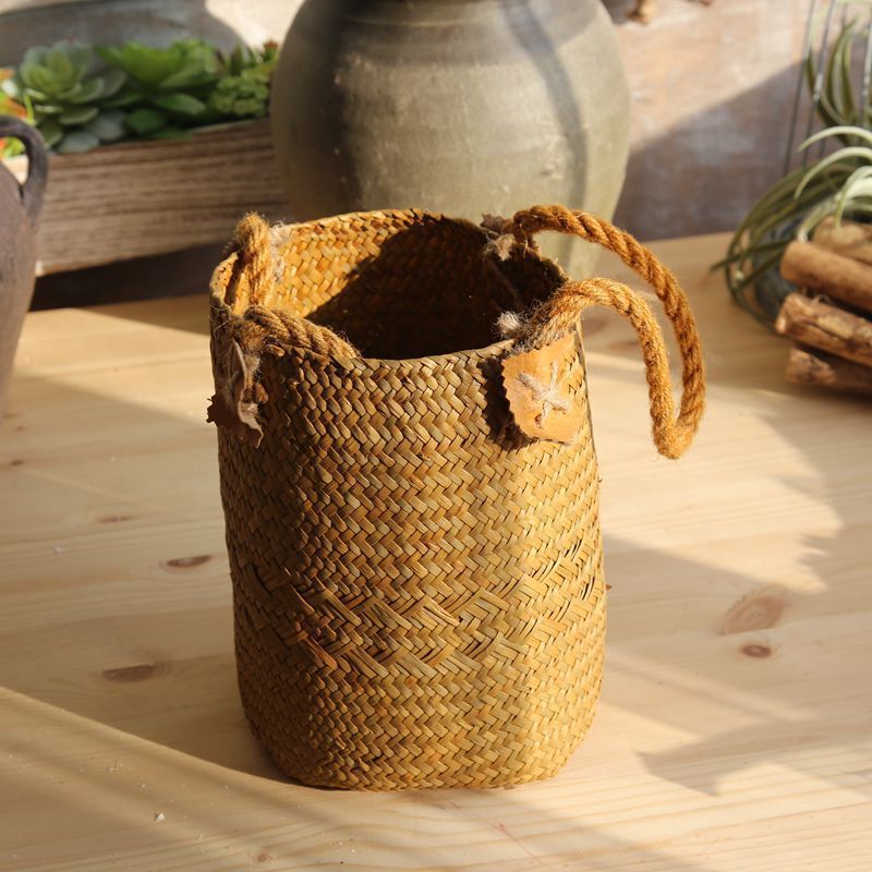 Rural Style Natural Straw Woven Flower Pots