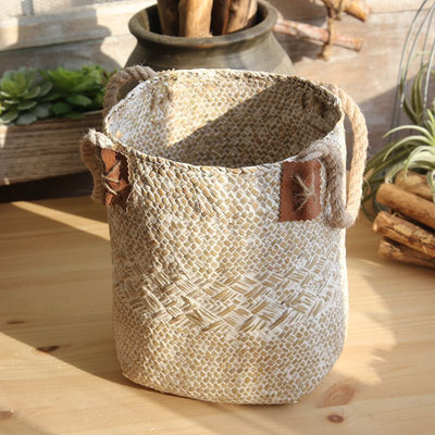 Rural Style Natural Straw Woven Flower Pots