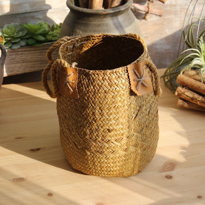 Rural Style Natural Straw Woven Flower Pots
