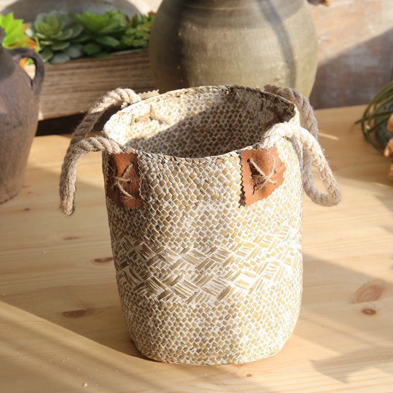 Rural Style Natural Straw Woven Flower Pots