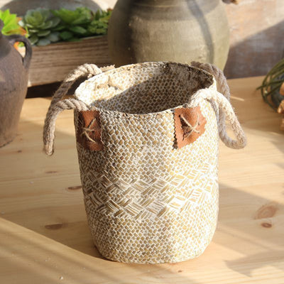 Rural Style Natural Straw Woven Flower Pots