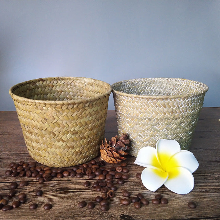 Outdoor Sundries Storage Straw Green Plant Pots