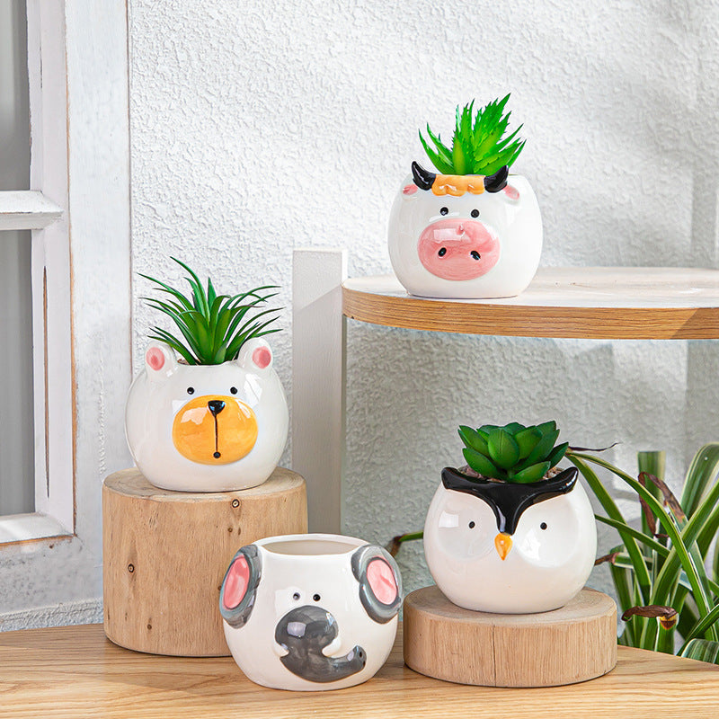 Mini Flower Pot Animal Ceramics Plant Pots Cartoon