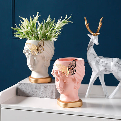Succulent Head Vase Decoration Ceramic Planter Pot