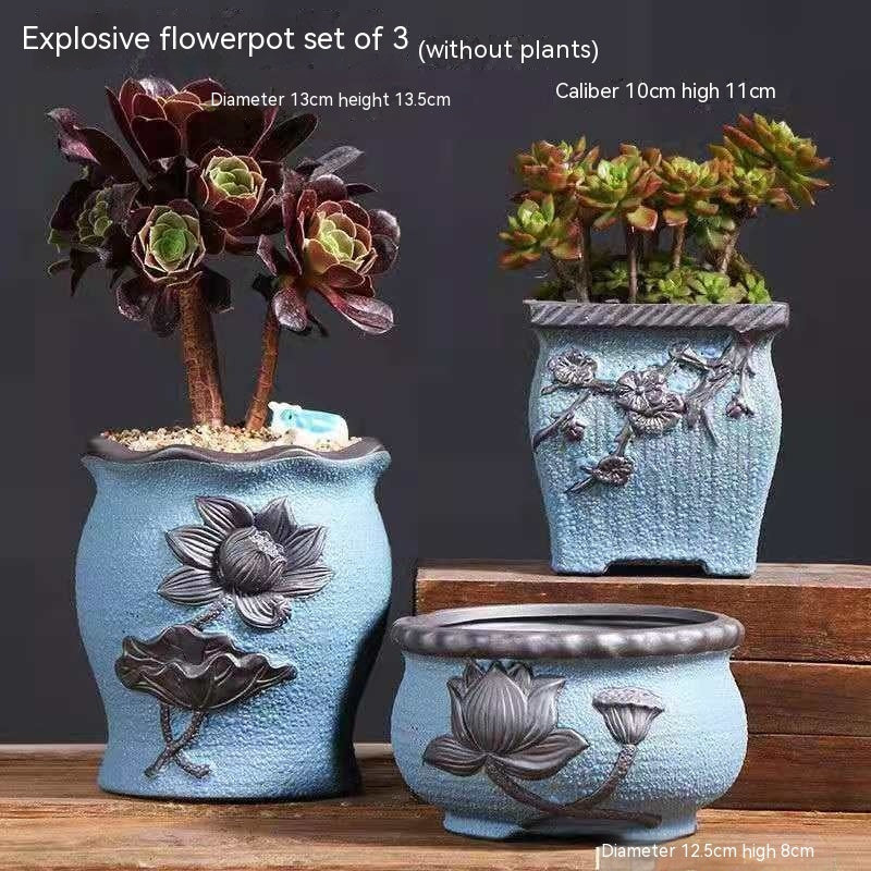 Flower Pot Breathable Stoneware Basin