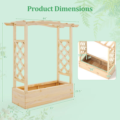 Wooden Raised Garden Planter Box With Trellis And Hanging Roof