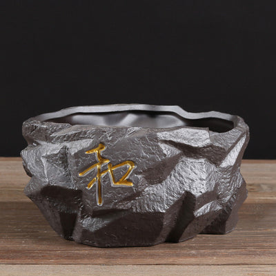 Ceramic Black Purple Sand Orchid Pots Plant Indoor