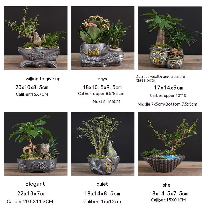 Ceramic Black Purple Sand Orchid Pots Plant Indoor