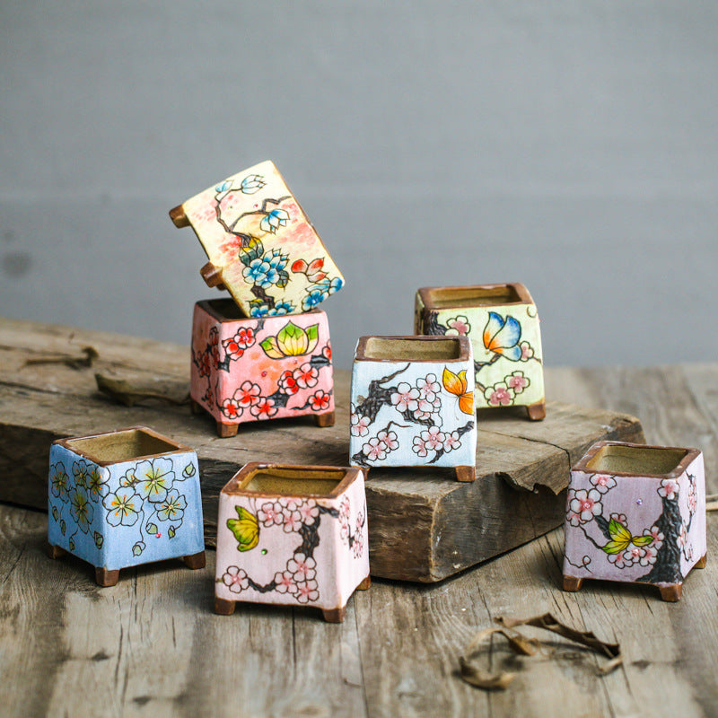 Ceramic Pots Square Potted Painted