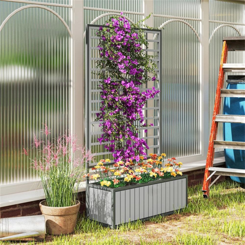 Wooden Raised Garden Bed With Trellis