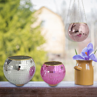 Planter Hanging Mirror Spherical Plastic Flowerpot