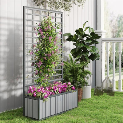 Wooden Raised Garden Bed With Trellis