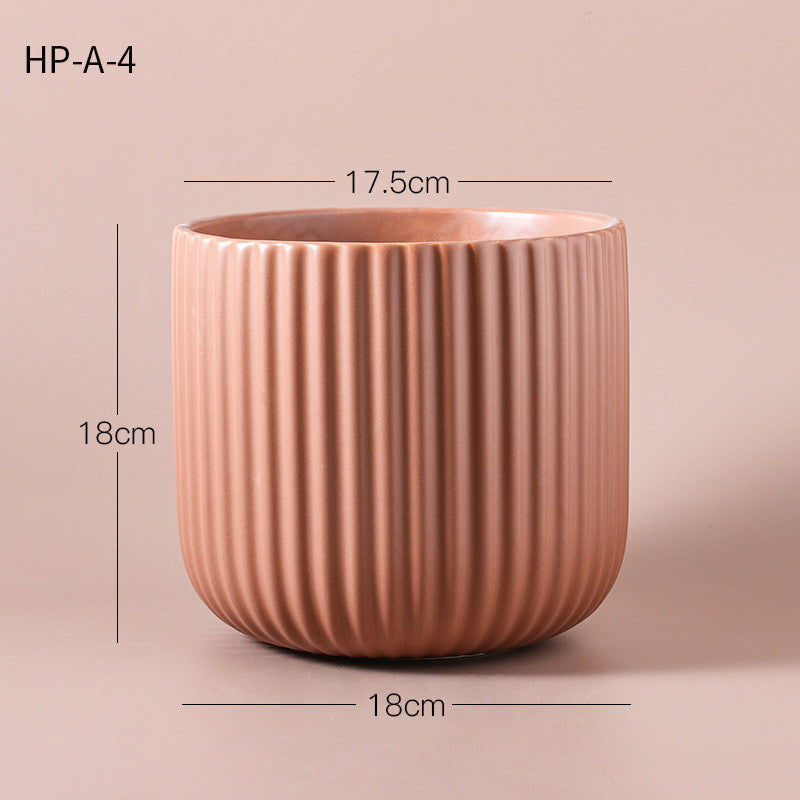Ceramic Flower Pots Earth Color Green Plant Potted Plants
