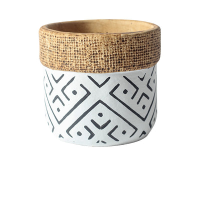 Indoor Planter Vintage Geometric Pattern Woven Basket