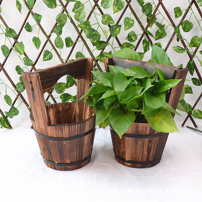 Carbonization Anti Corrosion Wooden Succulent Flower Pots