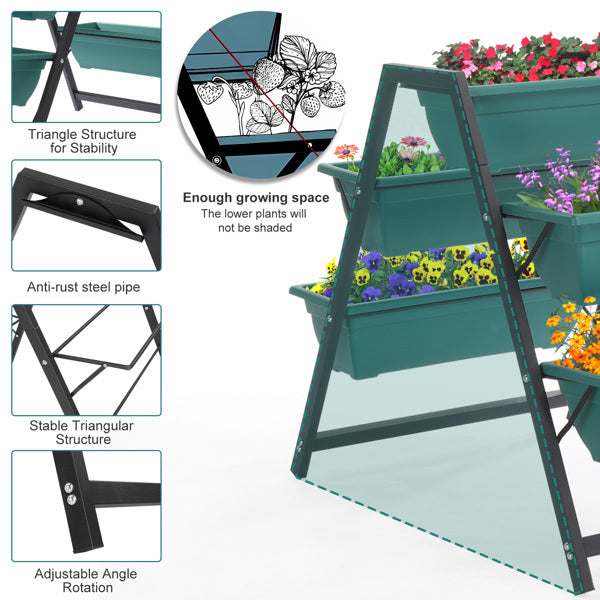 Floors Trapezoidal Green PE Flower Pot Planting Pots