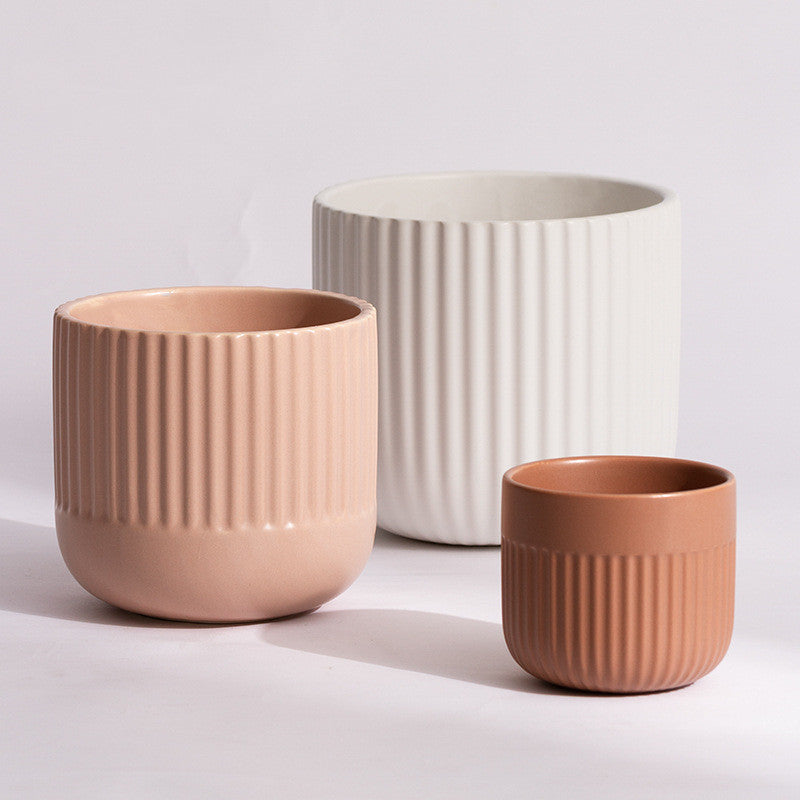 Ceramic Flower Pots Earth Color Green Plant Potted Plants