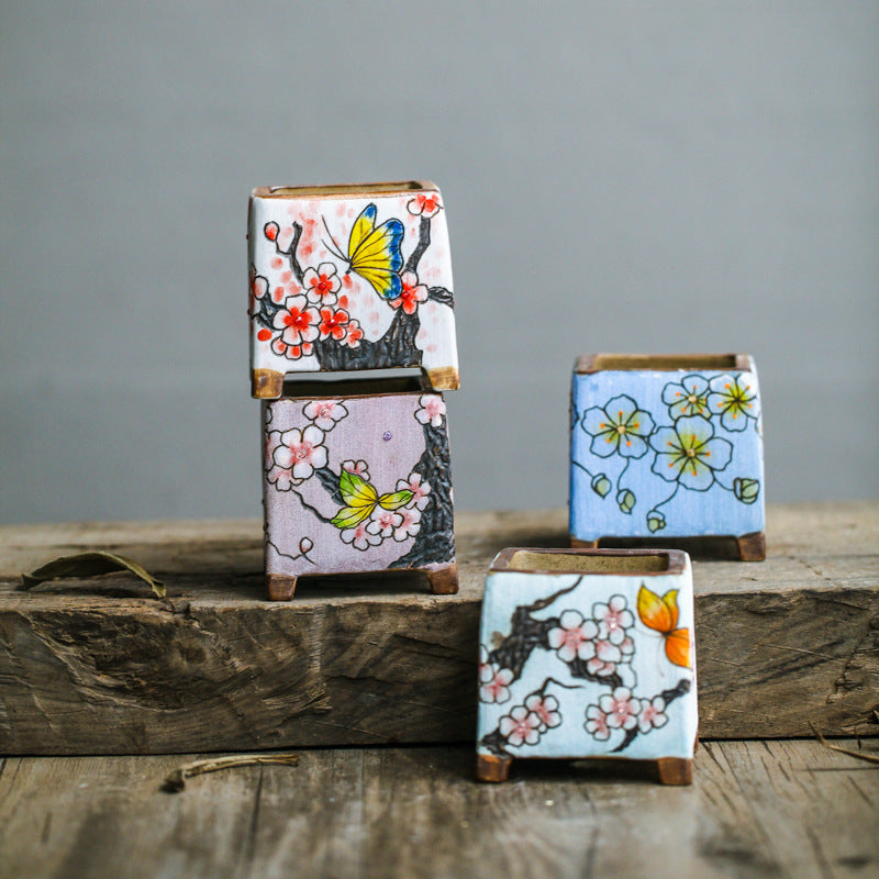 Ceramic Pots Square Potted Painted