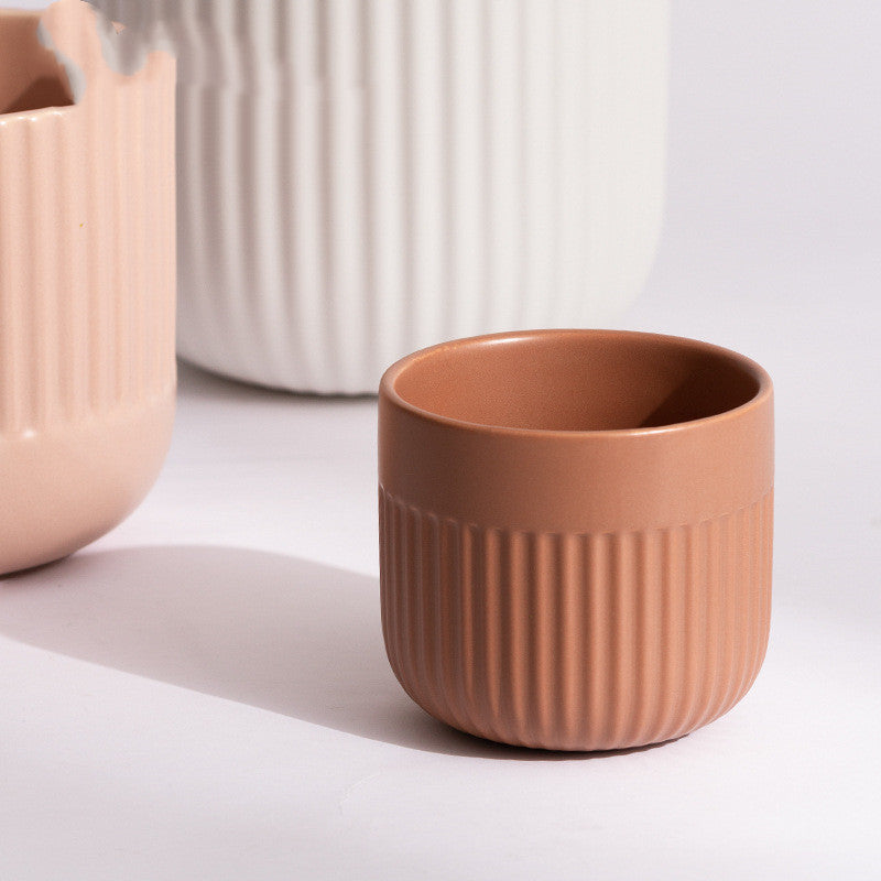 Ceramic Flower Pots Earth Color Green Plant Potted Plants