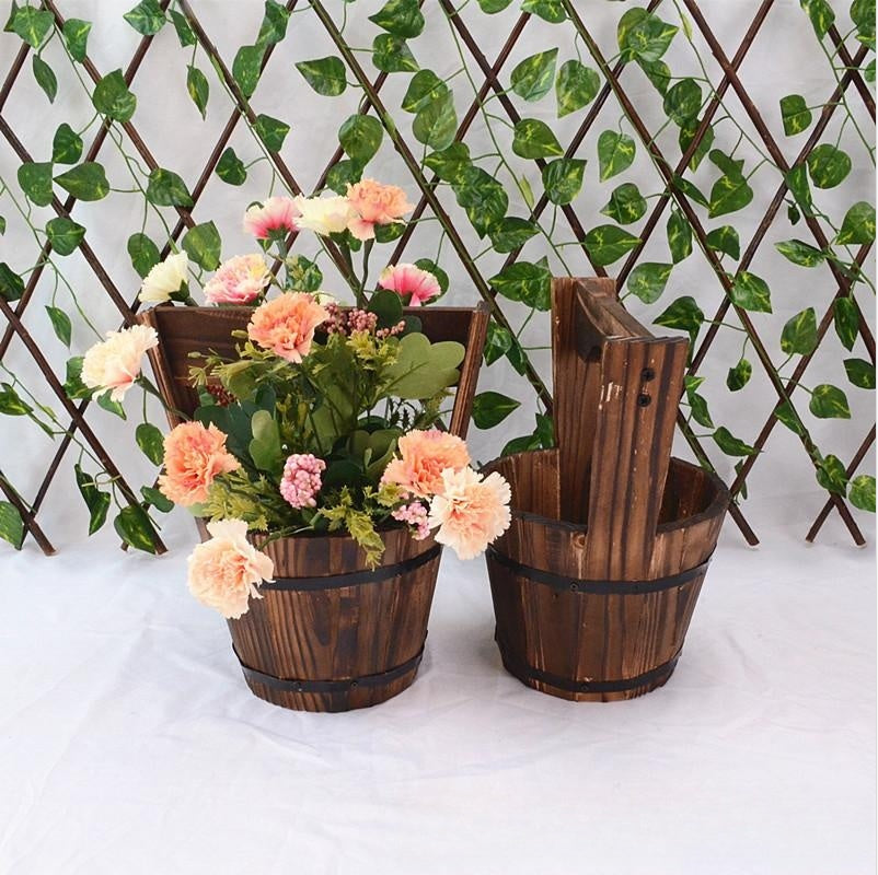 Carbonization Anti Corrosion Wooden Succulent Flower Pots