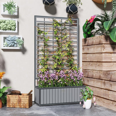 Wooden Raised Garden Bed With Trellis