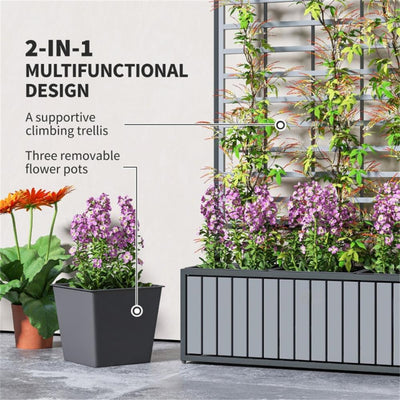 Wooden Raised Garden Bed With Trellis