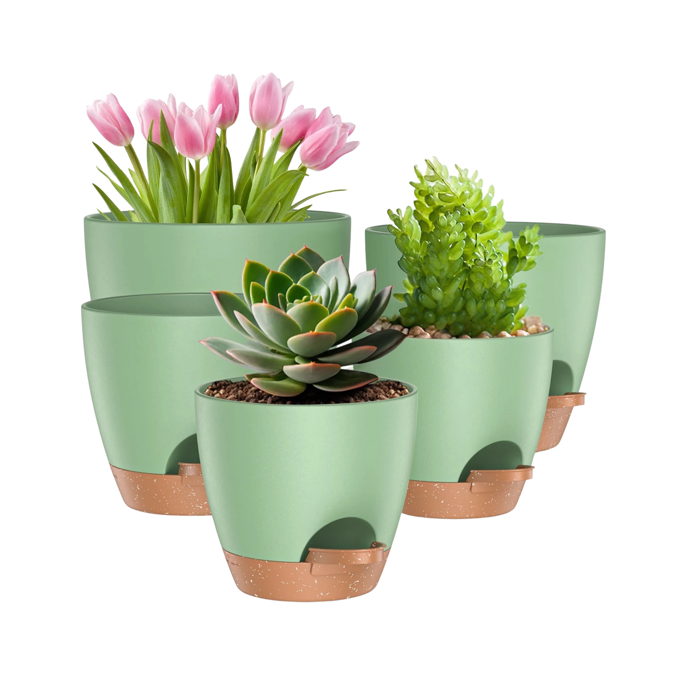 Faelan 5 Pack Self Watering Plant Pots Plastic Planters