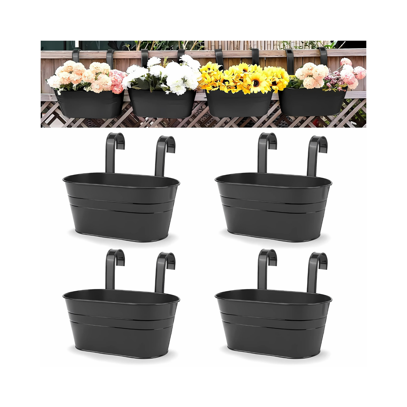 Iron Metal Hanging Flower Clock Wall Planter Indoor Outdoor Garden Hooks