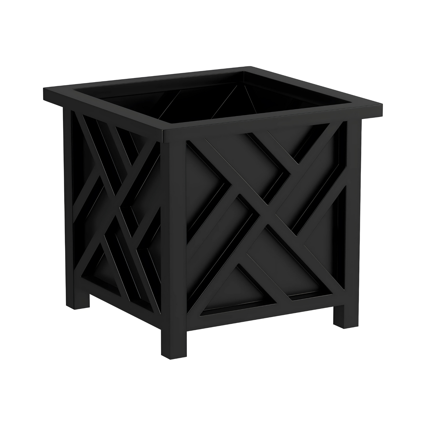 Pure Garden Fake Design Planter Box Square Decorative Outdoor Pots Black