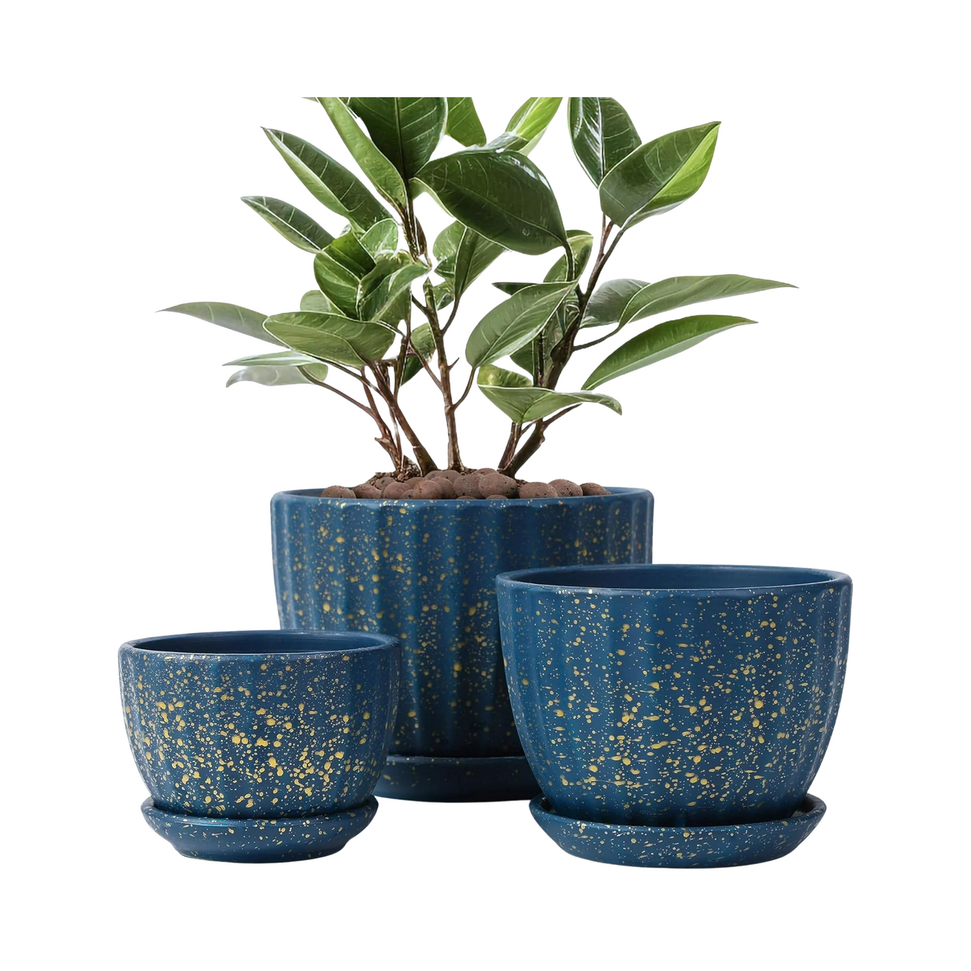 Faelan Round Blue Flower Pots for Indoor Plant