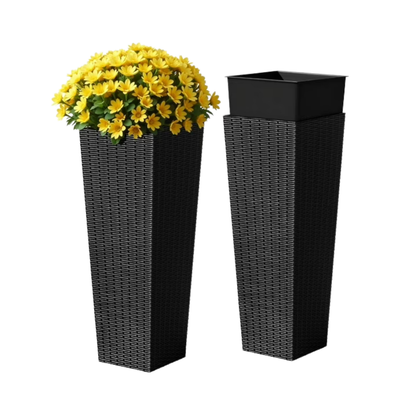 Faelan 2 Pack 32" Tall Outdoor Plastic Planters with Inside Pots