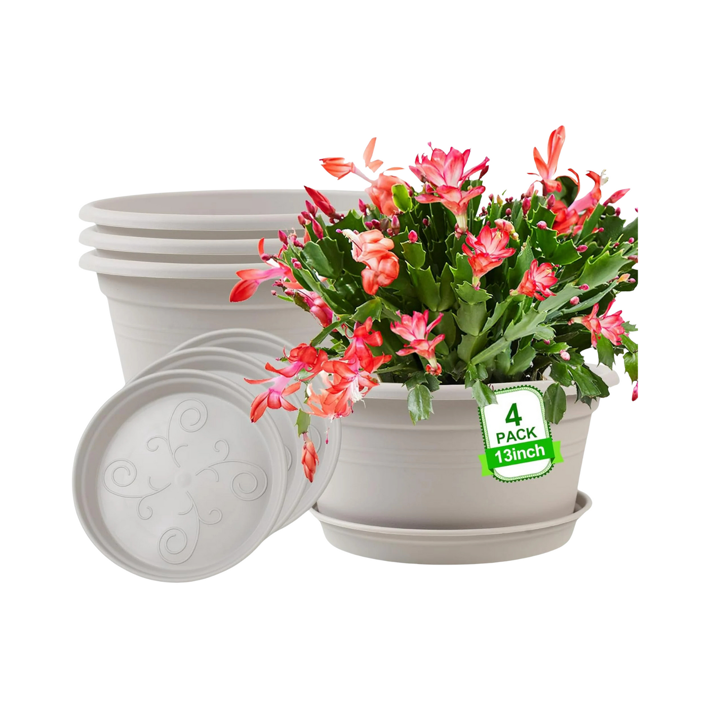 Faelan Large Flower Pots Set of 4 Pack 13 inch Plant Pots Large Outdoor Planters