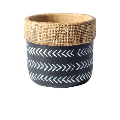 Indoor Planter Vintage Geometric Pattern Woven Basket