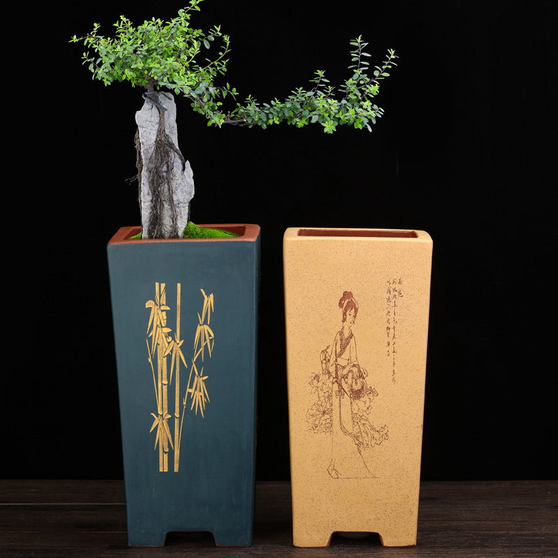 Ceramics Purple Sand Orchid Pots Square Creative
