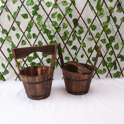 Carbonization Anti Corrosion Wooden Succulent Flower Pots