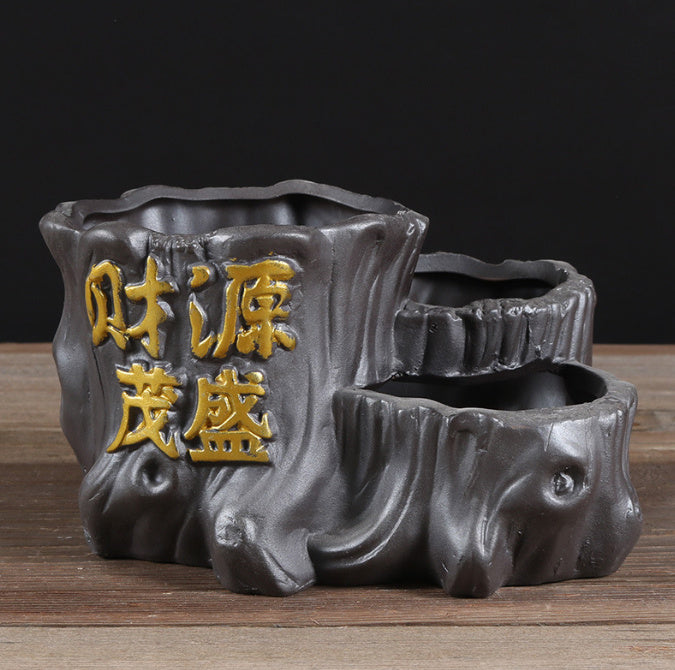 Ceramic Black Purple Sand Orchid Pots Plant Indoor