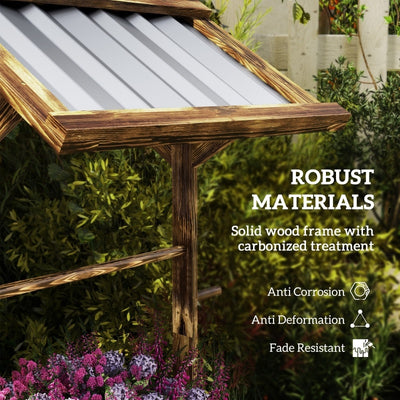Wooden Wishing Well Planter Raised Garden Bed With Galvanized Canopy