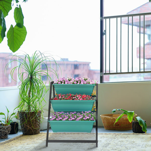 Floors Trapezoidal Green PE Flower Pot Planting Pots