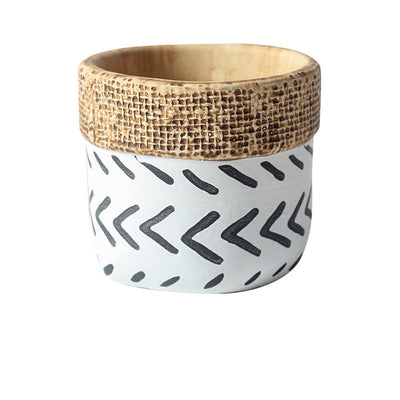 Indoor Planter Vintage Geometric Pattern Woven Basket