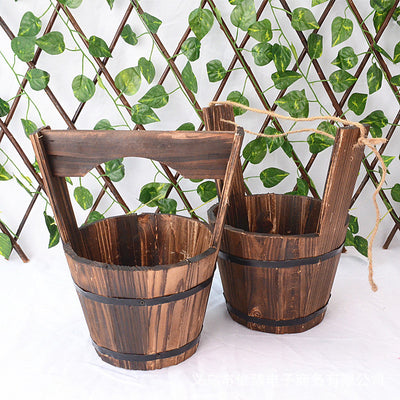 Carbonization Anti Corrosion Wooden Succulent Flower Pots