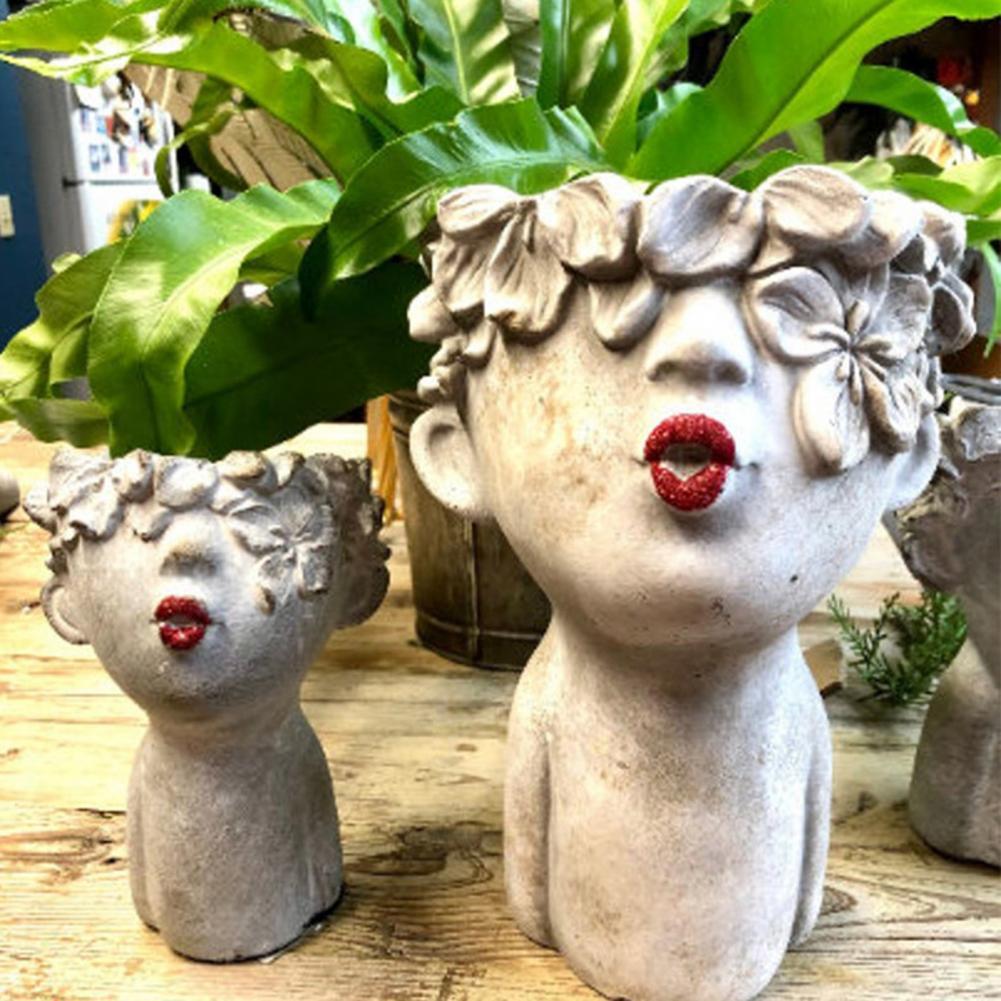 Home Decor Resin Garden Faces Flower Pots